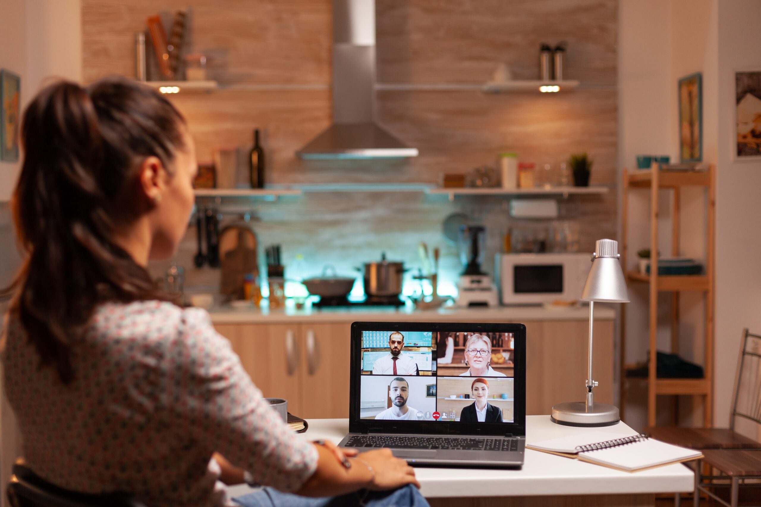 Business Woman working remotely from her home. 