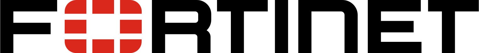 Fortinet logo featuring bold black letters and a red square grid design within the letter "O.