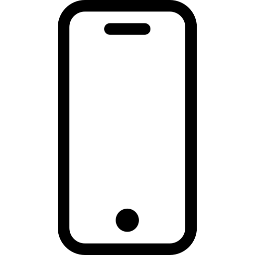 Simple black outline icon of a smartphone with a circular home button and a rectangular earpiece at the top.